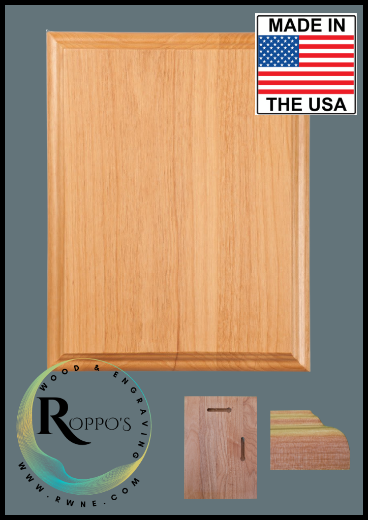 Premium Red Alder Plaque. "Premium" refers to hand-picked wood for closer color match across plaque. Made in USA.