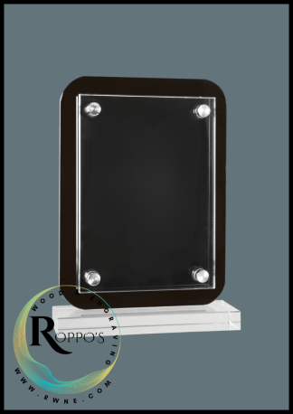 Black Floating Glass Standup Plaque